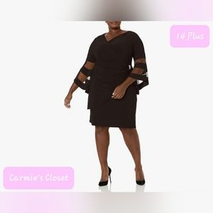 🔥NWT🔥OBO🔥 🔴 R&M Richards Womens Plus Gathered Surplice Wrap Dress 14